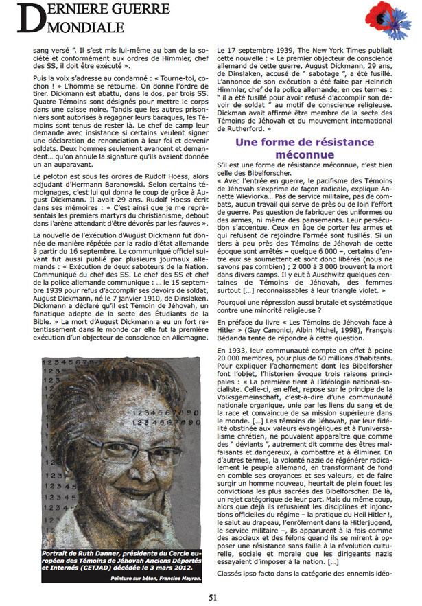 « Dictatures : ceux qui ont dit “Non !” », dossier du e-magazine bimestriel Dernière Guerre Mondiale de février 2013, page 51